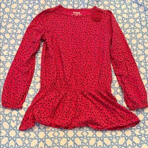 OshKosh B'gosh Pink Long Sleeve Polka Dot Peplum Top